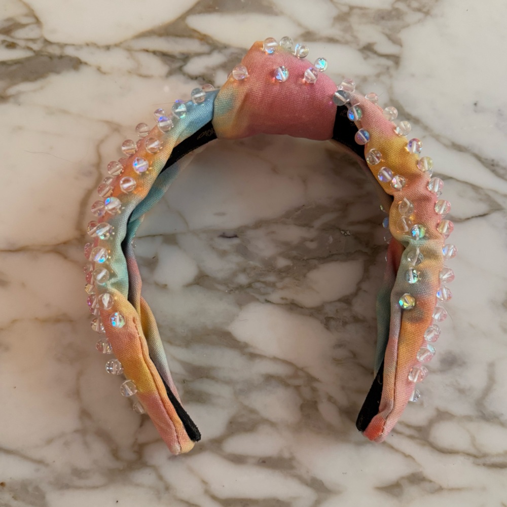 La Bella Rainbow Tie Dye Beaded Headband